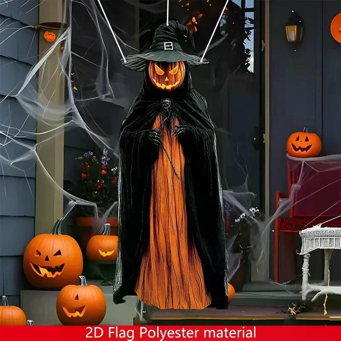 3.2ft Halloween Hanging Evil Pumpkin Man Prop – 2D Horror Background for Indoor and Outdoor Décor - Monsta Online