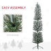 6FT Snow Flocked Pencil Artificial Christmas Tree — 329 Tips, Unlit, Space - Saving, Metal Base, Green - Monsta Online