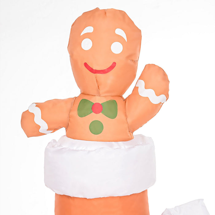 7FT Prelit Inflatable Gingerbread House with Santa & Christmas Tree and LED Lights - Outdoor Christmas Decoration - Monsta Online