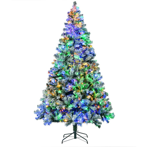 7.5FT Snow Flocked Pre - Lit Artificial Christmas Tree — 550 Dual - Color LEDs, 7 Modes, 1149 Tips, Auto - Open - Monsta Online