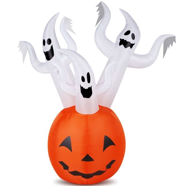 5.9FT Halloween Inflatable Pumpkin Ghost with LED Lights - Monsta Online