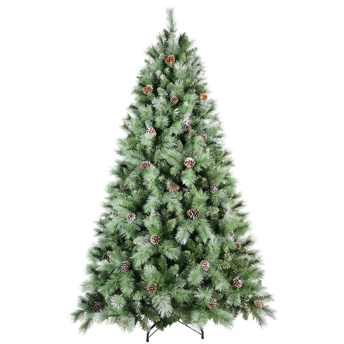 7FT Artificial Christmas Tree — Full, 82 Pine Cones, 1348 Tips, PVC+Hard Needle, Hinged, Metal Stand - Monsta Online