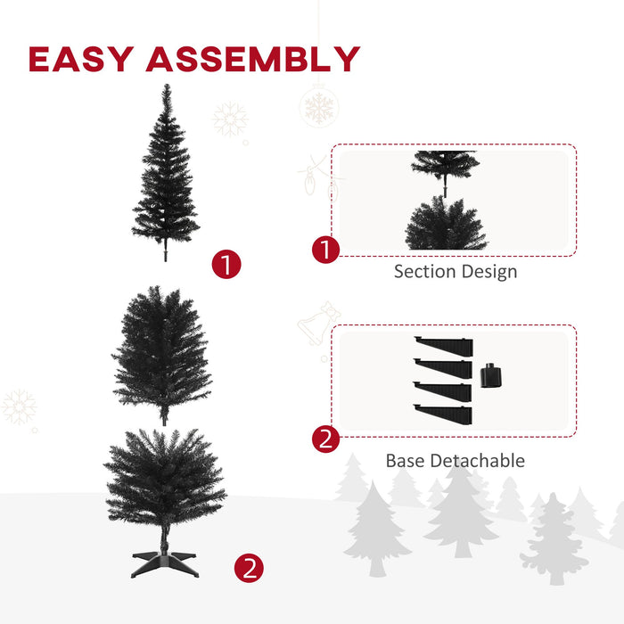 6FT Black Pencil Artificial Christmas Tree — 390 Tips, Unlit, Slim Space - Saving, Plastic Stand - Monsta Online