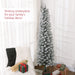 6FT Snow Flocked Pencil Artificial Christmas Tree — 329 Tips, Unlit, Space - Saving, Metal Base, Green - Monsta Online