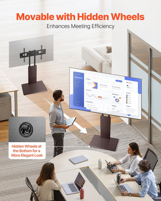 Premium 32 - 70 Inch TV Stand with Swivel, Adjustable Height and Hidden Wheels - Monsta Online