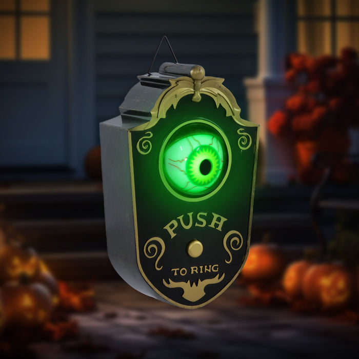 Halloween Animatronic Doorbell – Motion and Sound Activated Prop with Creepy Light - Up Eye and Spooky Sounds - Monsta Online