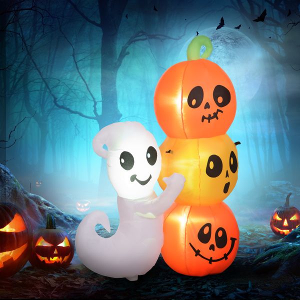 5 FT Halloween Inflatable Ghost & Pumpkin with LED Lights - Monsta Online