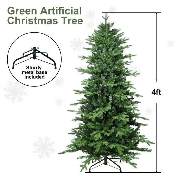 4FT Artificial Christmas Tree — 919 Tips, PE+PVC, Full Shape, Hinged, Metal Stand - Monsta Online