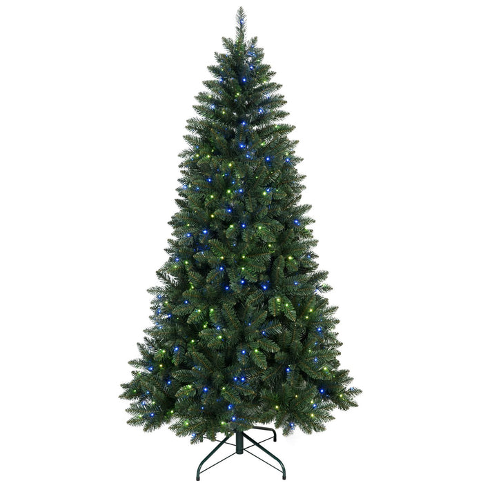 7FT Pre - Lit Smart Artificial Christmas Tree — 400 WiFi RGB LED, Music Sync, App Control, Hinged, Metal Stand - Monsta Online