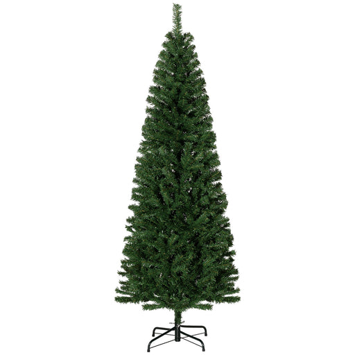 6FT Slim Pencil Artificial Christmas Tree — 618 Tips, Unlit, Space - Saving, Green, Steel Base - Monsta Online
