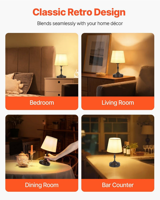 Cordless Rechargeable Table Lamp with Fabric Shade - 3 Dimmable Brightness Levels - Monsta Online