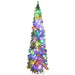 5FT Pre - Lit Snow Flocked Pencil Christmas Tree — 150 LED Lights, 334 Tips, Slim Space - Saving, Steel Base - Monsta Online