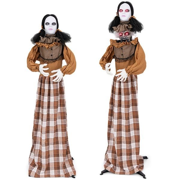 5.4ft Animatronic Halloween Witch – Motion and Sound Activated Pop - Up with Flashing Eyes and Screeching Laugh - Monsta Online
