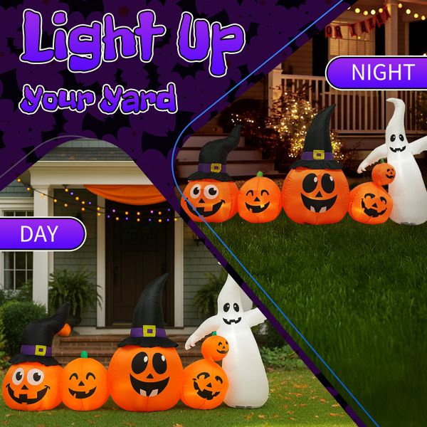 8FT Halloween Inflatable Pumpkins with Ghost – Lighted Blow Up Yard Decoration - Monsta Online
