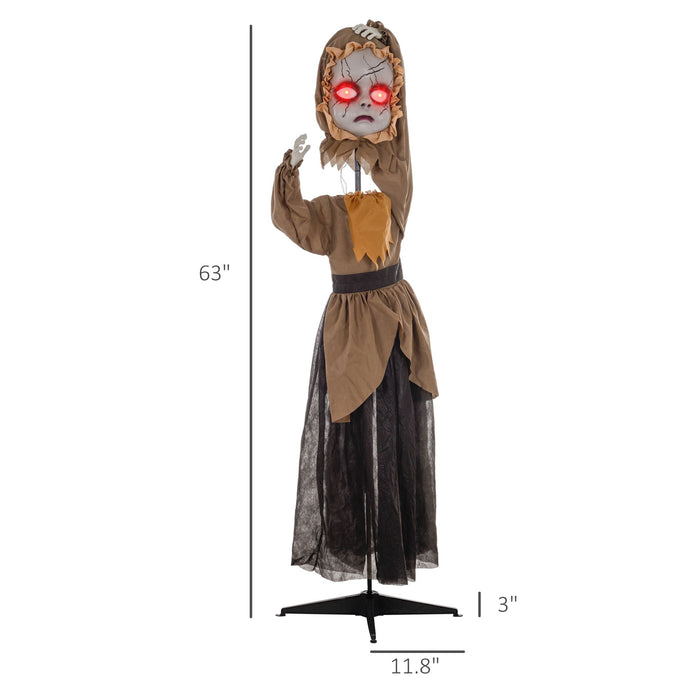 5.2ft Life - Size Halloween Animatronic Haunted Doll – Sound Activated with Jumping Head, Glowing Eyes and Creepy Sounds - Monsta Online