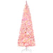 7.5FT Pre - Lit Pink Pencil Artificial Christmas Tree — 350 Warm White LED Lights, 700 Snow Tips, Steel Base - Monsta Online