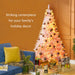 6FT Pink Flocked Pre - Lit Artificial Christmas Tree — 250 Warm White LEDs, 1000 Tips, Hinged, Metal Base - Monsta Online