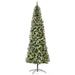 9FT Slim Snow Flocked Pre - Lit Artificial Christmas Tree — 460 Warm White LEDs, 1298 Tips, Pine Cones, Berries - Monsta Online