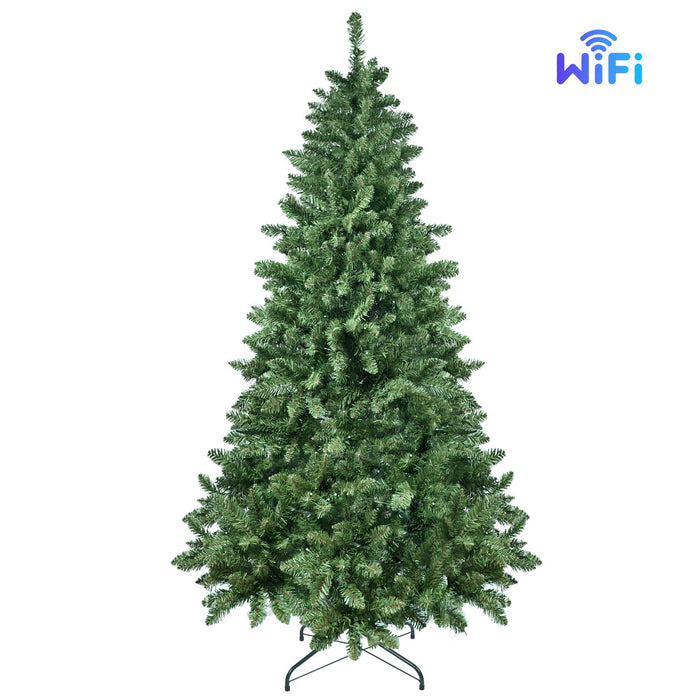 6FT Pre - Lit Smart Artificial Christmas Tree — 300 WiFi RGB LED, Music Sync, App Control, Hinged, Metal Stand - Monsta Online