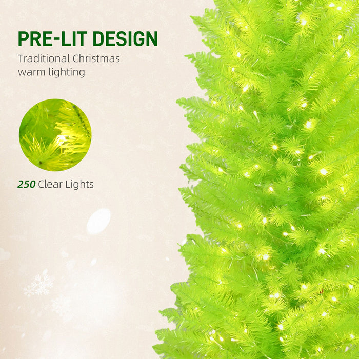 7FT Pre - Lit Whimsical Bent Top Pencil Christmas Tree — 628 Tips, 250 Warm White LED Lights, Metal Base - Monsta Online