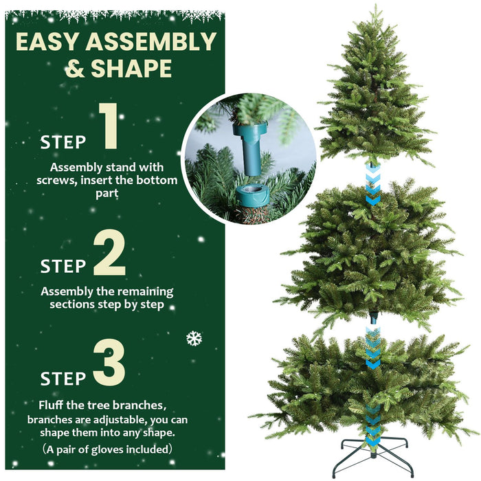7FT Pre - Lit Artificial Christmas Tree — 2126 PE/PVC Tips, 340 LED Lights, Remote Control - Monsta Online