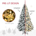 6FT Snow Flocked Pre - Lit Artificial Christmas Tree — 220 Warm White LEDs, 638 Tips, Auto - Open, Wide Leaves - Monsta Online