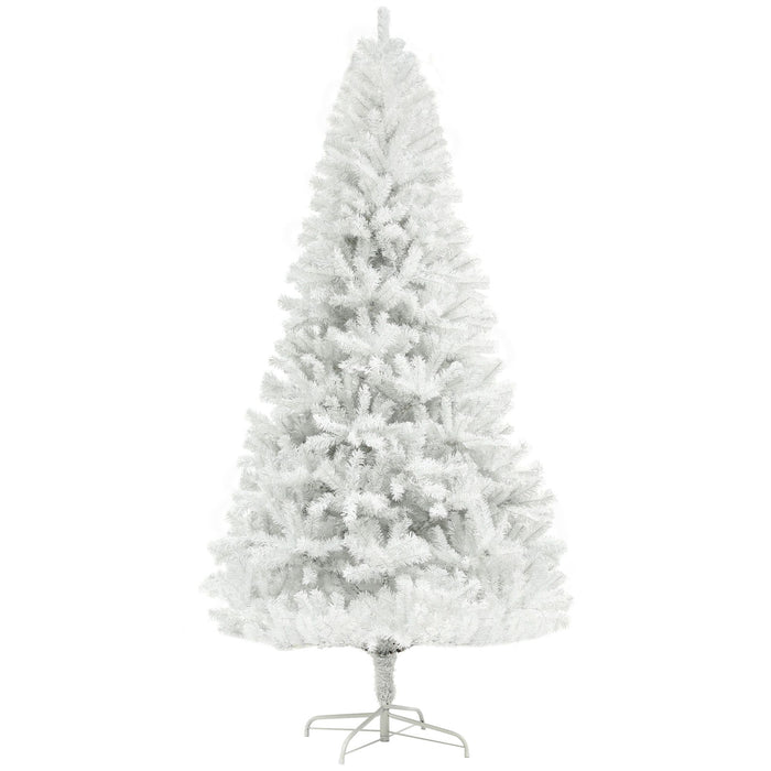 6FT White Artificial Christmas Tree — 1000 Tips, Unlit, Auto - Open Hinged, Wide Full Shape, Steel Base - Monsta Online