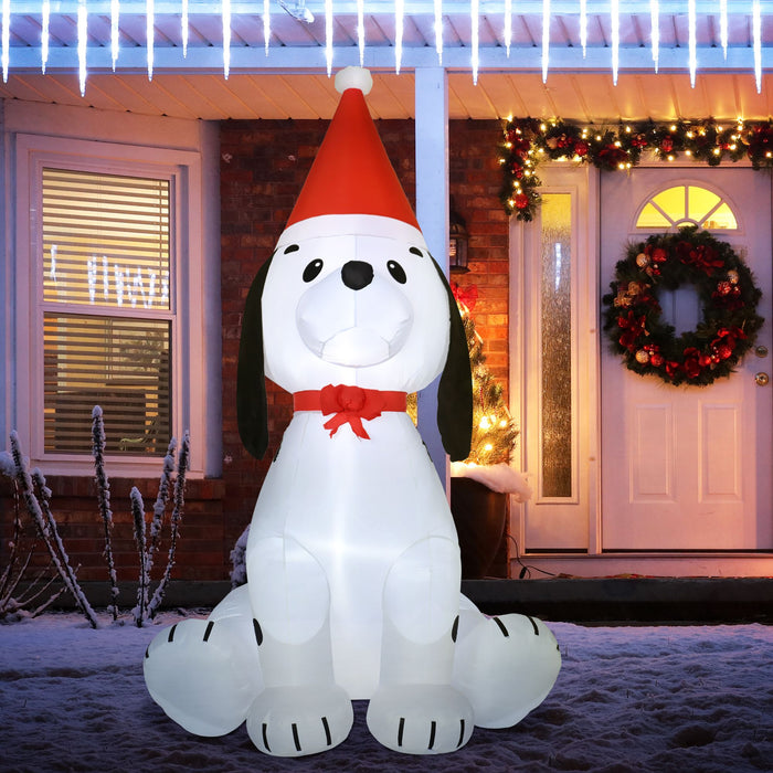 6FT Prelit Inflatable Puppy Dog Wearing Santa Hat with LED Lights - Outdoor Christmas Decoration - Monsta Online