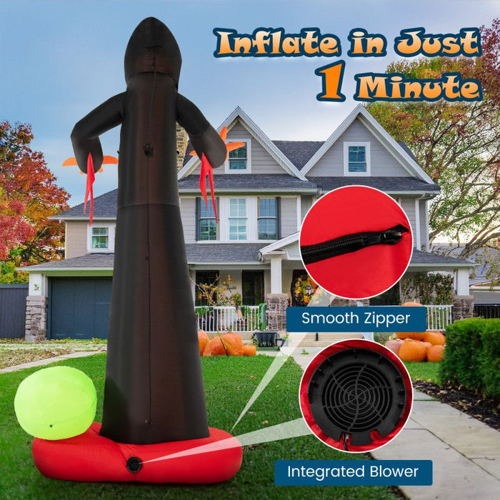 12ft Inflatable Grim Reaper Ghost with Skull and LED Lights - Monsta Online