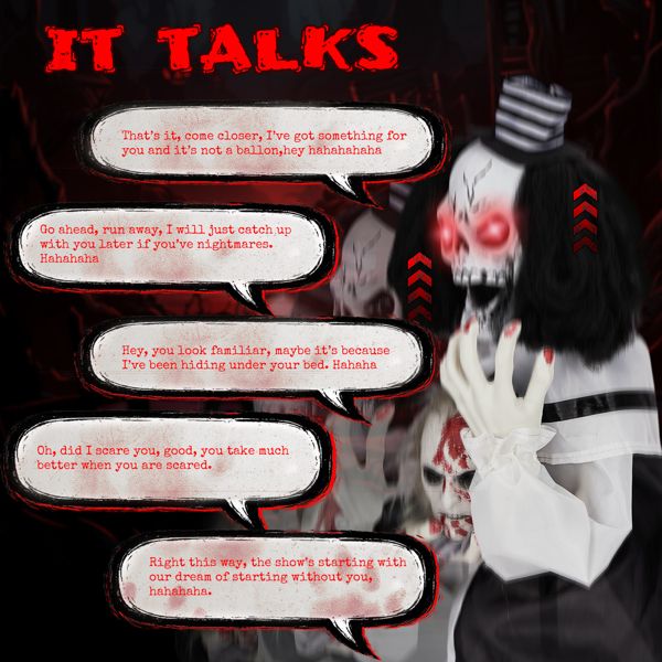2.4ft Halloween Animatronic Clown – Sound - Activated Jumping with Creepy Sounds and Glowing Eyes - Monsta Online
