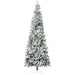 9FT Snow Flocked Pencil Artificial Christmas Tree — 1084 Tips, Unlit, Auto - Open, Green White, Steel Base - Monsta Online