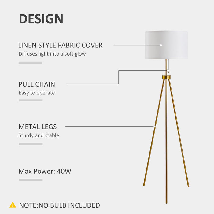 Modern Gold Tripod Floor Lamp with Fabric Shade for Stylish Living Rooms - Monsta Online