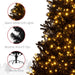 7.5FT Pre - Lit Black Artificial Christmas Tree — 500 Warm LED Lights, 1346 Tips, Hinged, Metal Stand - Monsta Online