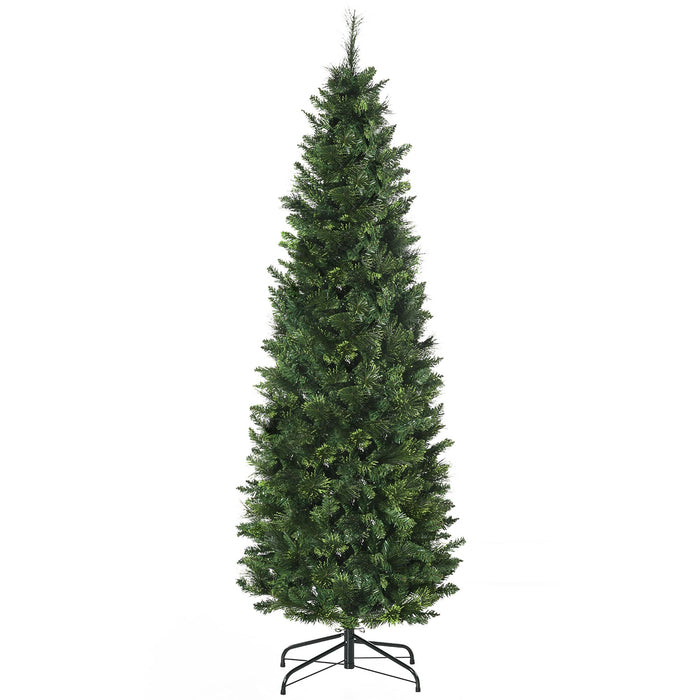 6FT Pencil Artificial Christmas Tree — 618 Tips, Auto - Open Hinged, Unlit, Pine Needles, Steel Base - Monsta Online