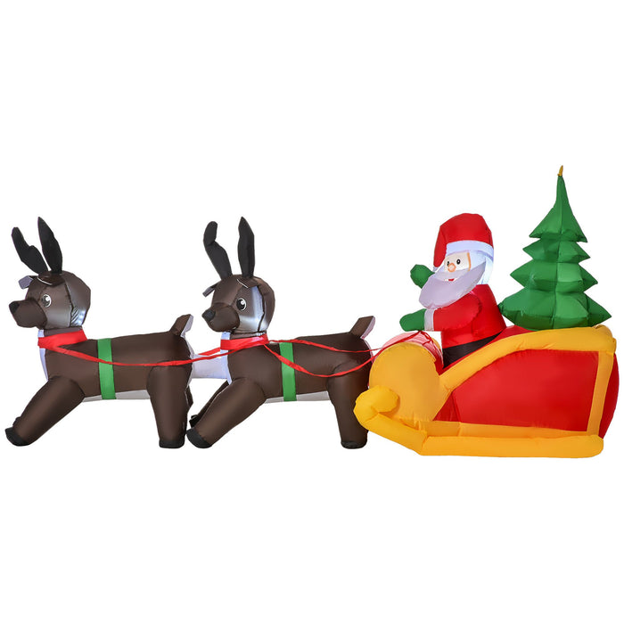 7FT Prelit Inflatable Santa with Sleigh, Reindeer & Tree with LED Lights - Outdoor Christmas Decoration - Monsta Online