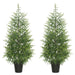 Set of 2 - 4FT Norfolk Pine Artificial Christmas Trees — 133 Molded Tips, Unlit, Tabletop, Pot Base - Monsta Online