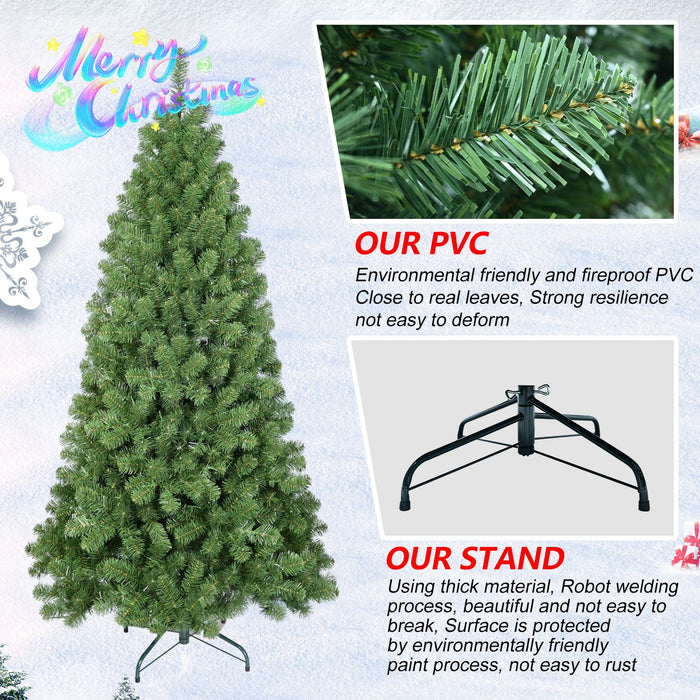 9FT Artificial Christmas Tree — Memory Wire, 1910 Tips, Hinged, Full Shape, Metal Stand - Monsta Online