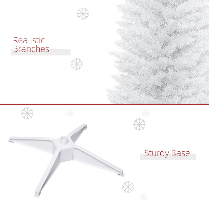7FT White Pencil Artificial Christmas Tree — 499 Tips, Unlit, Slim Space - Saving, Realistic, Plastic Base - Monsta Online
