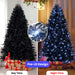 5FT Pre - Lit Black Artificial Christmas Tree — 250 White LED, 1076 Tips, PE+PVC, Hinged, Metal Stand - Monsta Online
