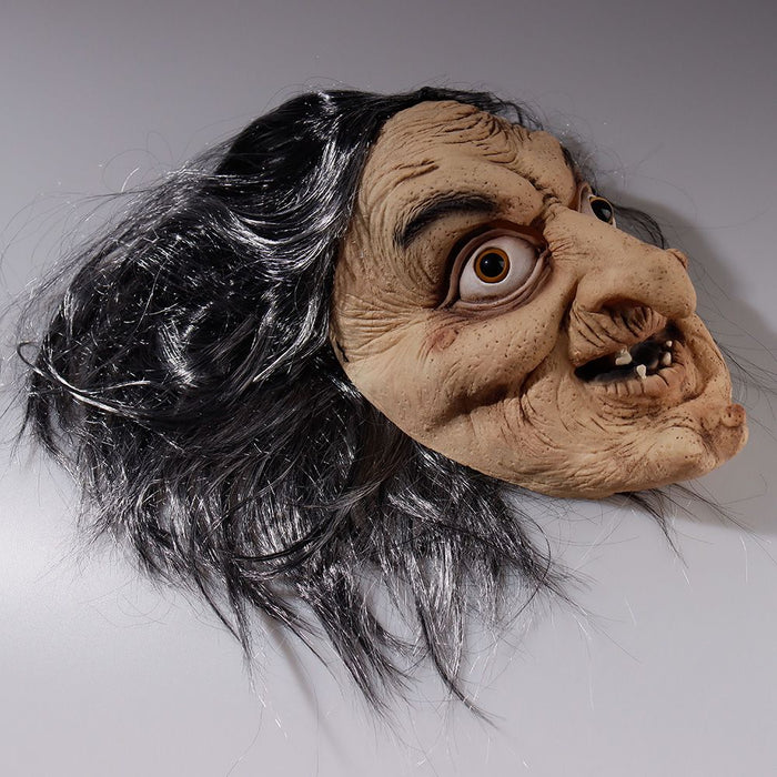 Halloween Old Witch Mask – Scary Latex Sorceress Mask with Hair for Cosplay and Parties - Monsta Online