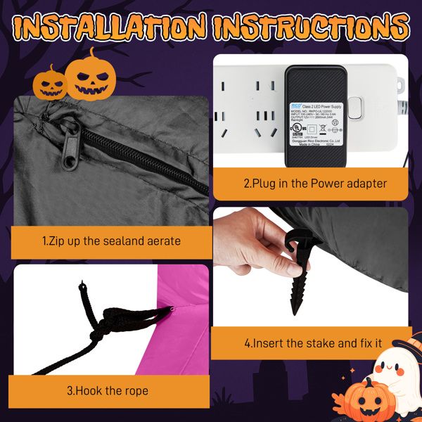 12FT Halloween Inflatable Pumpkin Man Holding Skull with LED Lights - Monsta Online