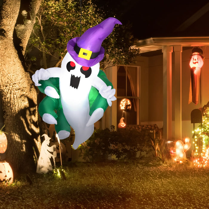 3.9ft Inflatable Halloween Window Sticker Ghost with LED Lights - Monsta Online