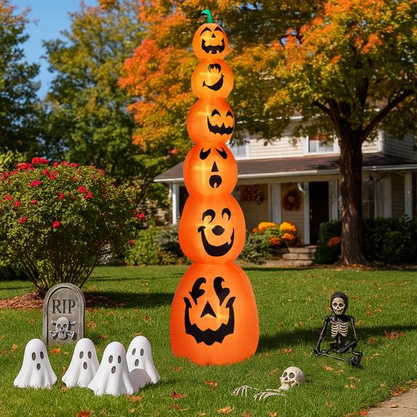 9FT Halloween Inflatable Stacked Pumpkins with LED Lights - Monsta Online