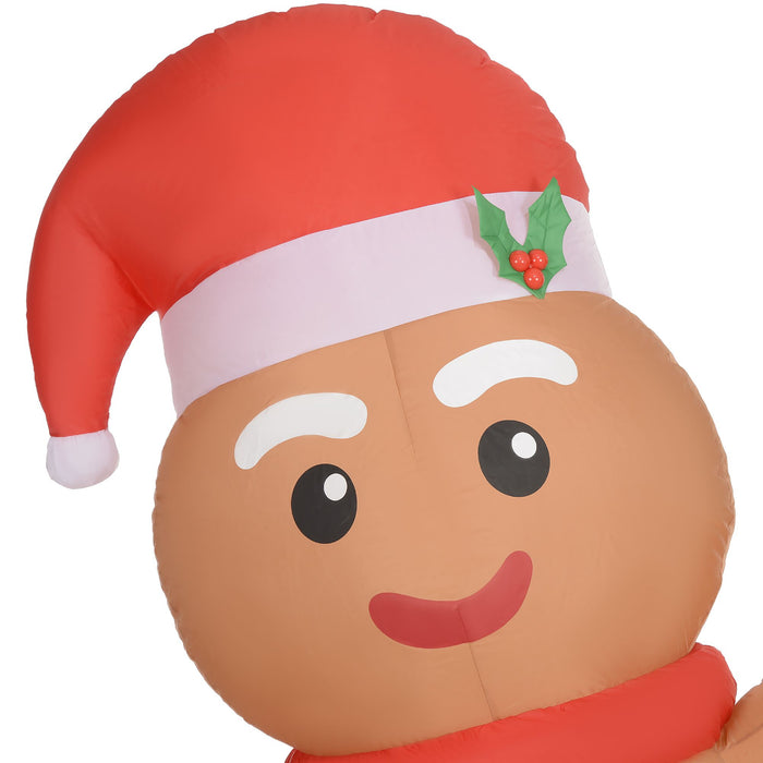 8FT Prelit Inflatable Gingerbread Man with Candy Cane and LED Lights - Outdoor Christmas Decoration - Monsta Online