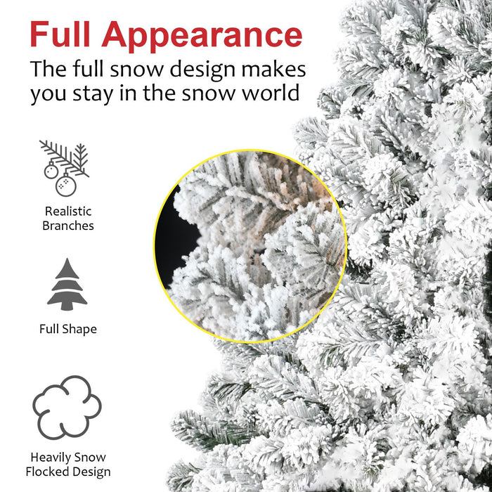 5FT Unlit Snow Flocked Artificial Christmas Tree — 407 Tips, Full Realistic, Foldable Base - Monsta Online