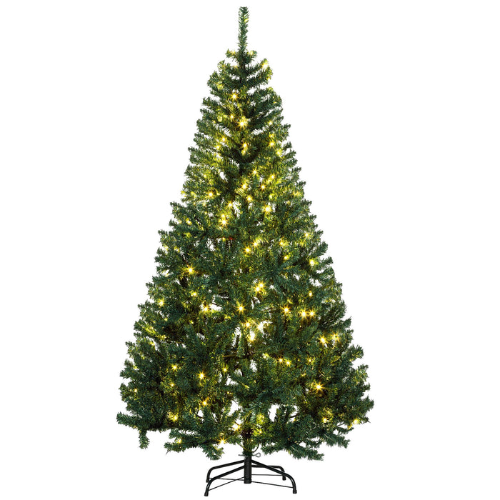 6FT Pre - Lit Artificial Christmas Tree — 250 Warm White LED Lights, 1000 Tips, Hinged, Metal Base - Monsta Online