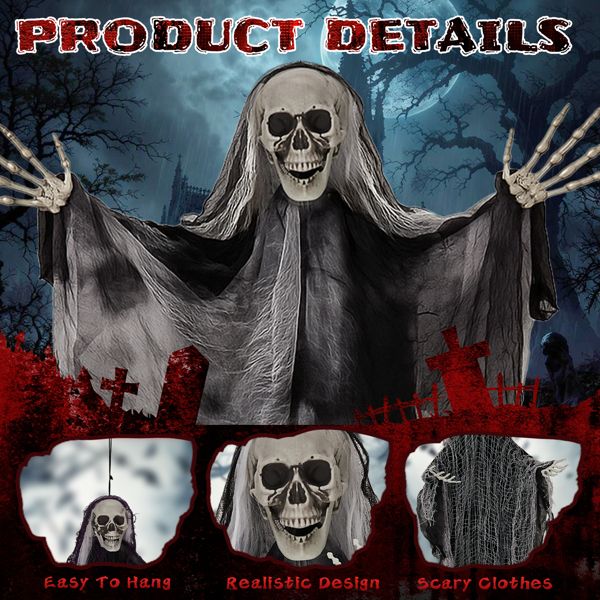 3 - Pack Hanging Skeleton Ghosts Grim Reapers – Halloween Outdoor Decorations - Monsta Online