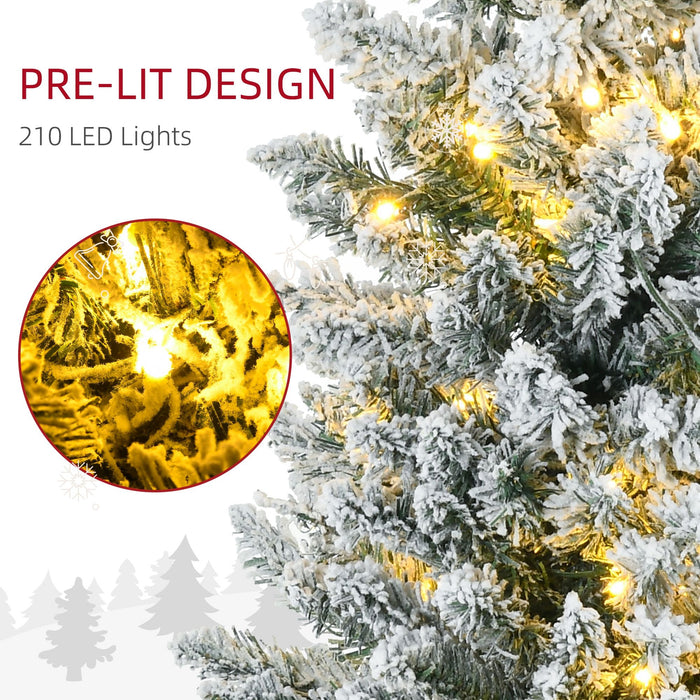 7FT Slim Pencil Pre - Lit Artificial Christmas Tree — 210 Warm White LEDs, 499 Tips, Space - Saving, Steel Base - Monsta Online