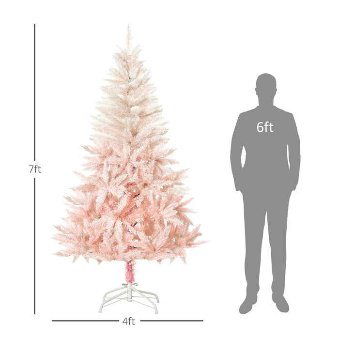 7FT Pink Pencil Artificial Christmas Tree — 1000 Tips, Unlit, Auto - Open, Slim Space - Saving, Metal Stand - Monsta Online