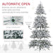 8FT Snow Flocked Artificial Christmas Tree — 2003 Tips, Unlit, Auto - Open Hinged, Full Shape, Metal Base - Monsta Online